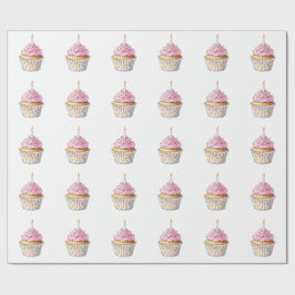 Papel De Presente Aniversário de papel de enrolamento de Cupcakes