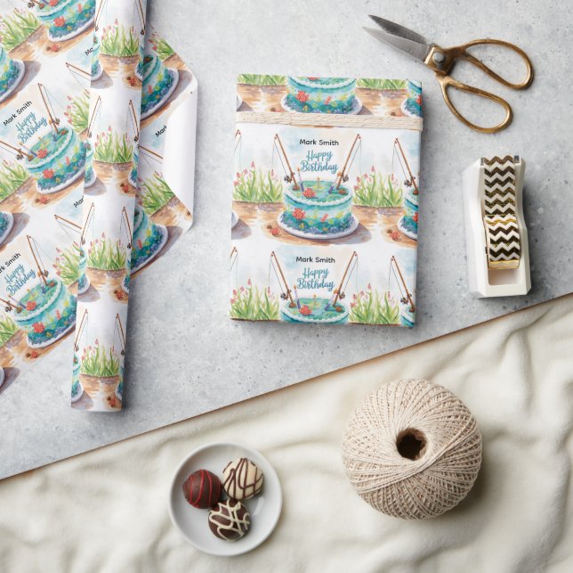 Papel De Presente Aniversário de pesca, temido viciado em diversão (Artesanato)