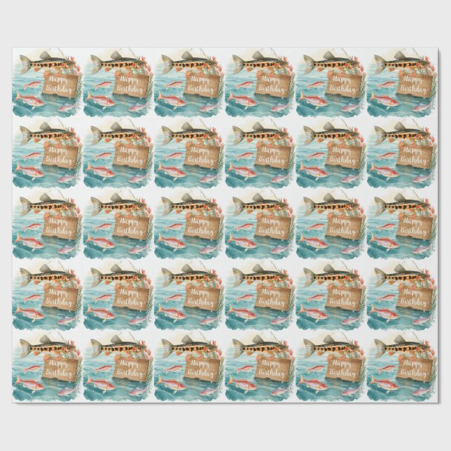 Papel De Presente Aniversário de pesca viciado em diversão   (Aberto)