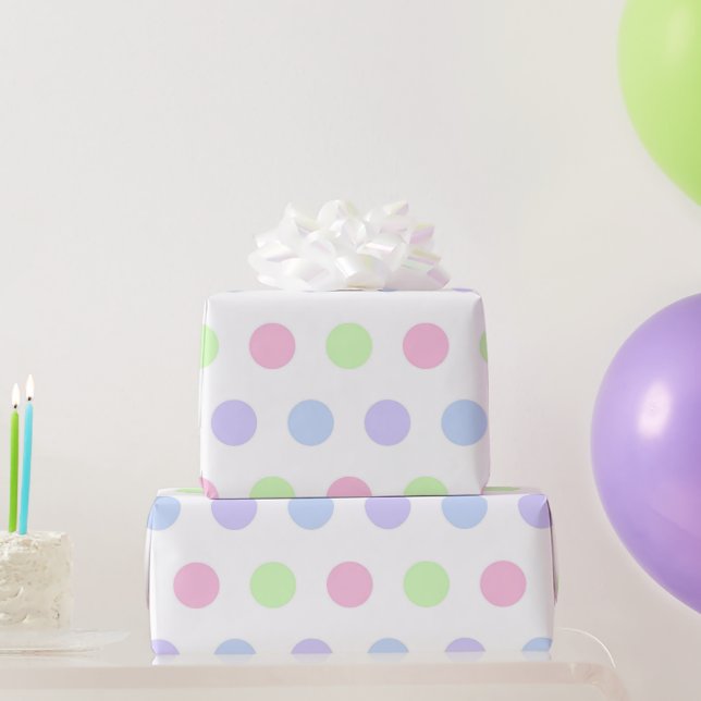 Papel De Presente Aniversário de Pontos de Bolinhas Pastel Aquarela  (Presentes para festas)