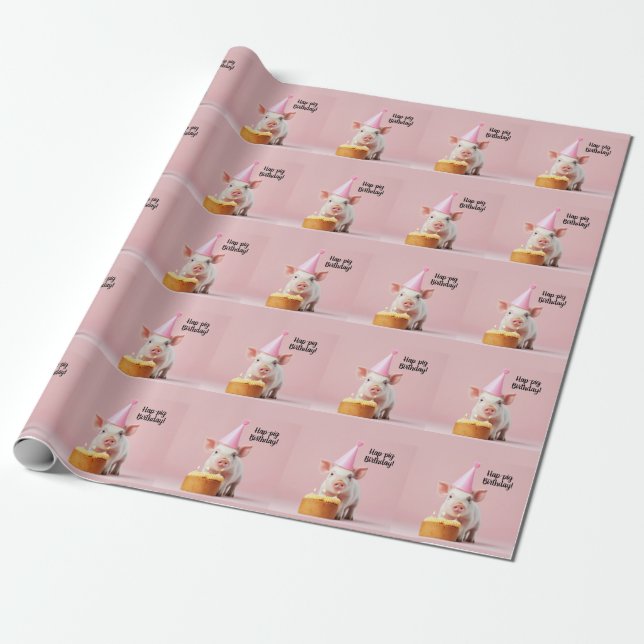 Papel De Presente Aniversário de porco! (Desenrolado)