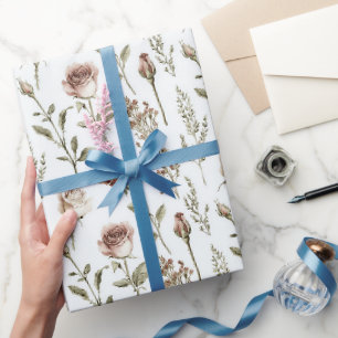 Papel De Presente Aniversário de Rosa Vermelha e Rosa