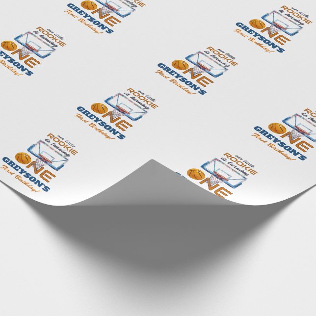 Papel De Presente Aniversário de Um Ano do Novato de Basquete (Ponta)