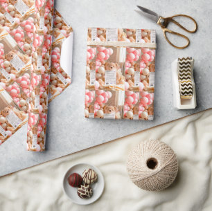 Papel De Presente Aniversário de Urso de Primeiro Ano de Outono Meni