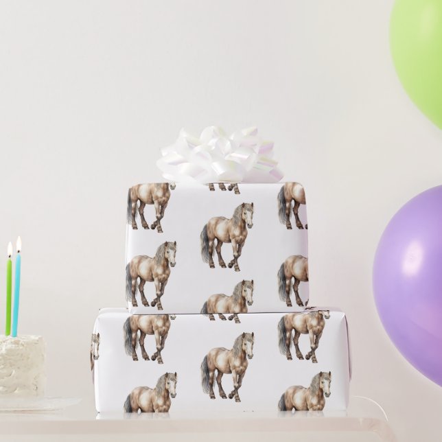 Papel De Presente Aniversário de Vaqueira Ocidental Cavalo (Presentes para festas)
