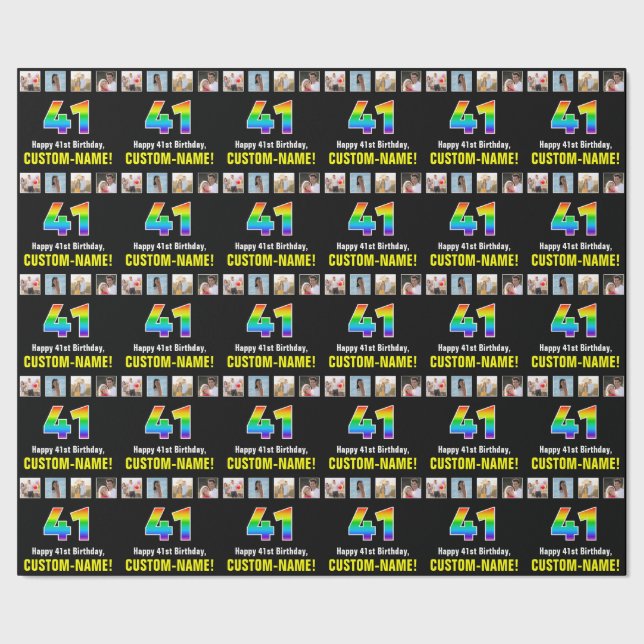 Papel De Presente Aniversário do 41rua: Rainbow "41"; Fotografias e  (Barra)
