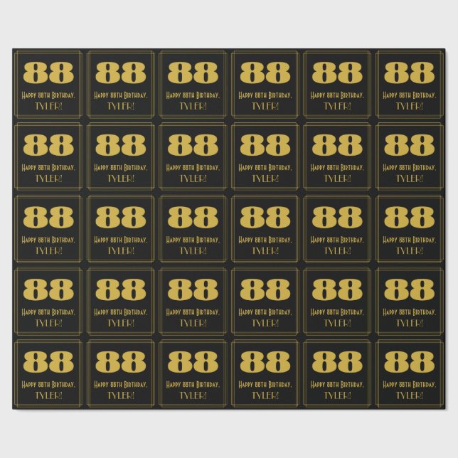 Papel De Presente Aniversário do 88.º - Art Deco Inspirou "88" & Nom (Barra)