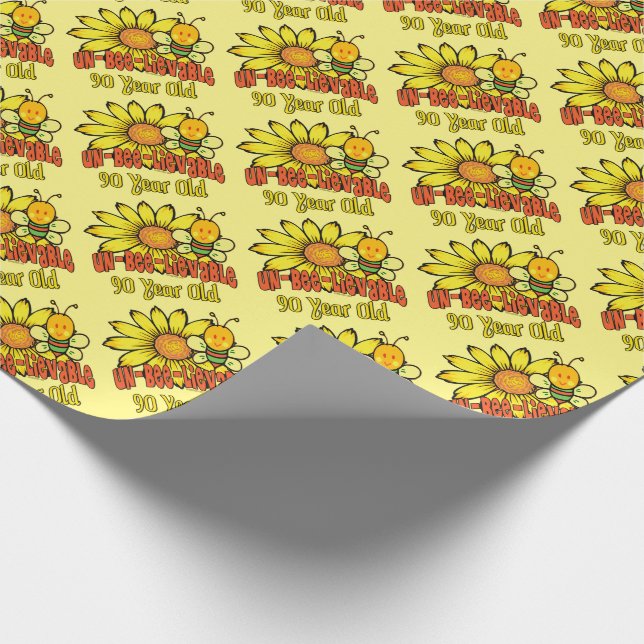 Papel De Presente aniversário do 90 - inacreditável em 90 anos velho (Ponta)