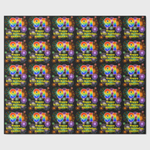 Papel De Presente Aniversário do 91rua: Fogos de artifício divertido