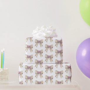 Papel De Presente Aniversário do Arco Menino Leopard do Coração Rosa