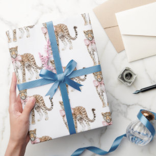 Papel De Presente Aniversário do Arco Rosa Leopard