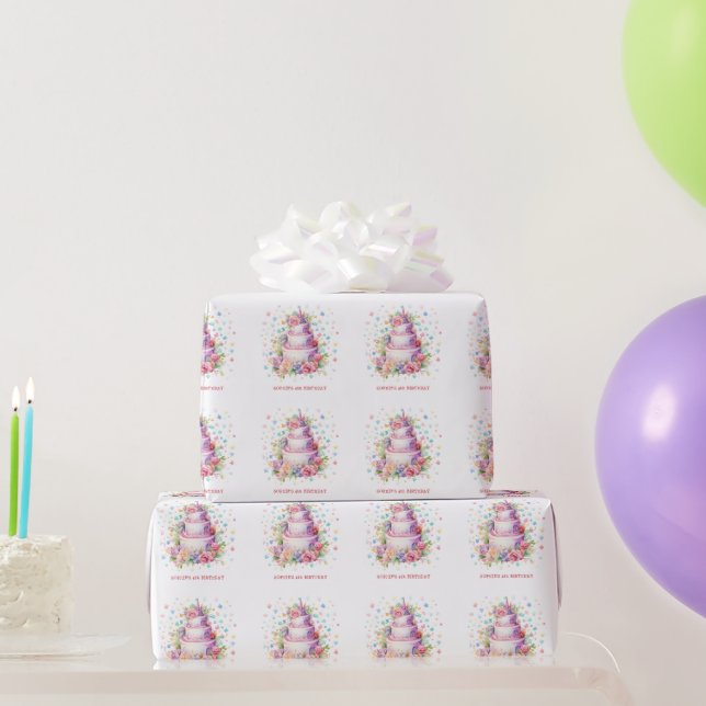 Papel De Presente Aniversário do bolo de aniversário do Pastel (Presentes para festas)