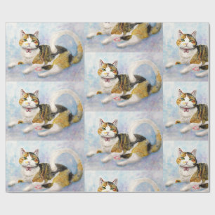 Papel De Presente Aniversário do CALICO CAT em qualquer ocasião