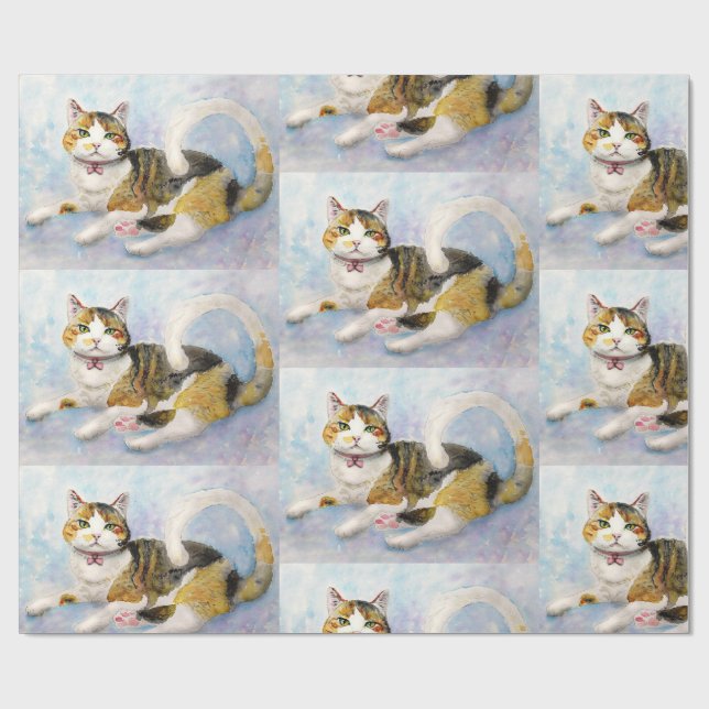 Papel De Presente Aniversário do CALICO CAT em qualquer ocasião (Aberto)