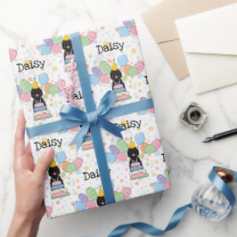 Papel De Presente Aniversário do Cão Negro Ovino