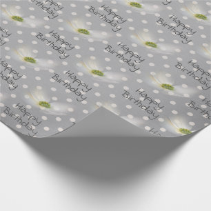 Papel De Presente Aniversário Do Cosmos Flores Nas Bolinhas