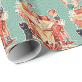 Papel De Presente Aniversário do Dia de os pais da Família Vintage