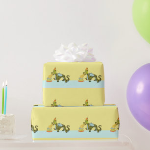 Papel De Presente Aniversário do Dragão Fofo