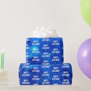 Papel De Presente Aniversário do Espaço Exterior do abstrato Neon