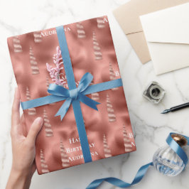 Papel De Presente Aniversário do Glam Unicorn rosa Dourado