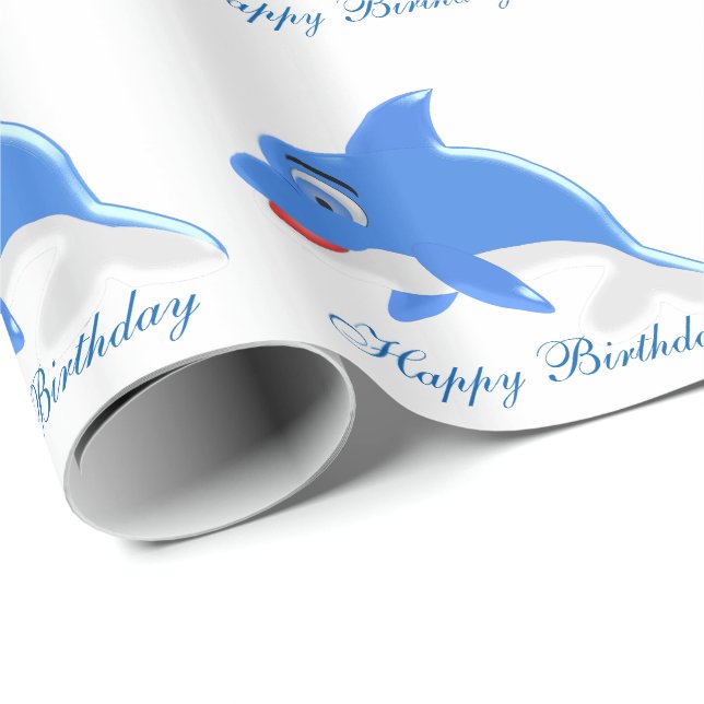 Papel De Presente Aniversário do Golfinho (Ponta do rolo)
