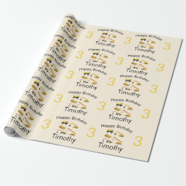 Papel De Presente Aniversário do Menino dos Caminhões de Construção
