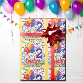 Papel De Presente Aniversário do Menino Personalizar Nome e Idade Co