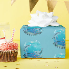 Papel De Presente Aniversário do Mundo dos Golfinhos