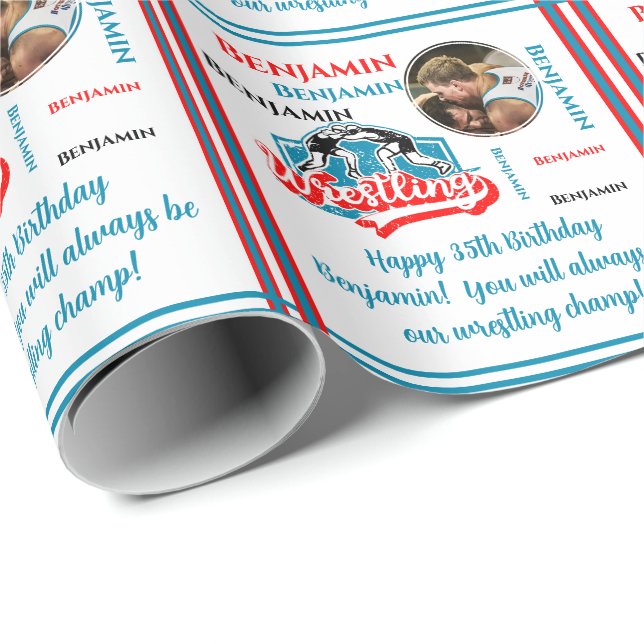 Papel De Presente Aniversário do Nome da Foto da luta (Ponta do rolo)