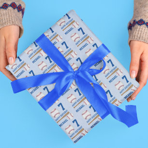 Papel De Presente Aniversário do Nome Personalizado do Esporte Baseb