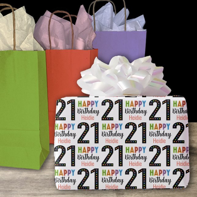 Papel De Presente Aniversário do Nome Personalizável do aniversário  (Criador carregado)