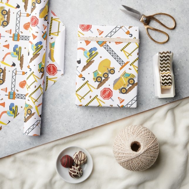 Papel De Presente Aniversário do Padrão de Construção (Artesanato)