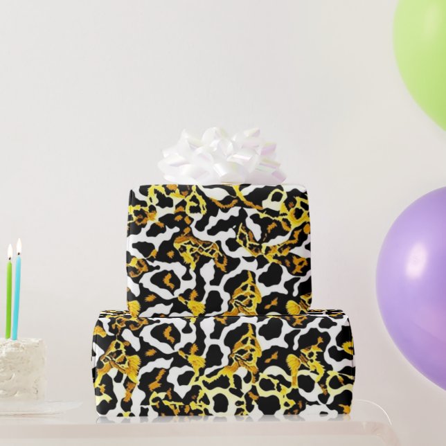 Papel De Presente Aniversário do Padrão de Pele de Leopardo (Presentes para festas)