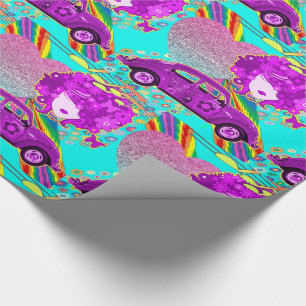 Papel De Presente Aniversário do Theme Groovy Girl Party 1960