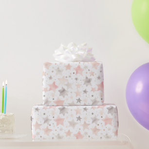 Papel De Presente Aniversário Estrelas Rosa Chic