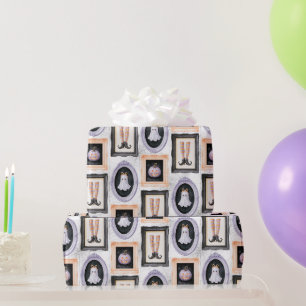 Papel De Presente Aniversário Fantasmas Pretos Laranja Roxo