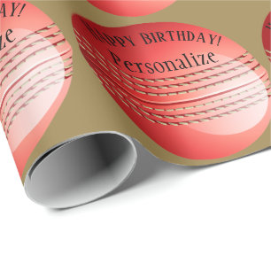 Papel De Presente Aniversário feliz do nome da bola de críquete pe