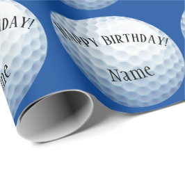 Papel De Presente Aniversário feliz do nome de golfe personalizado
