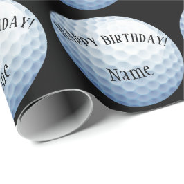 Papel De Presente Aniversário feliz do nome de golfe personalizado