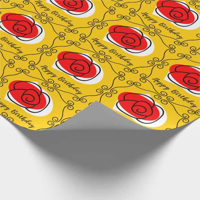 Papel De Presente Aniversário feliz dos cantos Rosa espanhóis (Ponta)