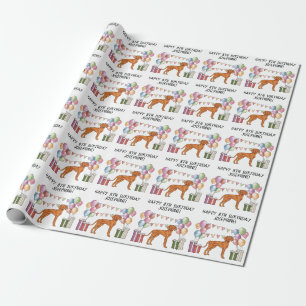 Papel De Presente Aniversário Feliz Vizsla Húngaro Pastel Colorido