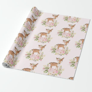 Papel De Presente Aniversário feminino do chá de fraldas dos cervo