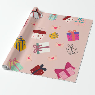 Papel De Presente Aniversário feminino rosa moderno