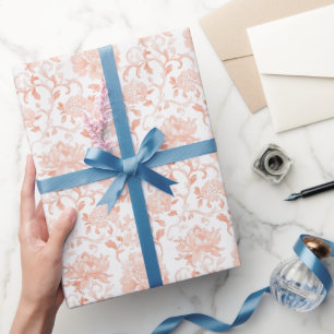 Papel De Presente Aniversário Floral Branco Pretty Peach