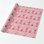 Papel De Presente Aniversário Floral Branco Rosa para o Chá de panel<br><div class="desc">Um belo papel floral rosa,  branco,  cor-de-rosa pincelado e magenta colorido. Excelente de aniversário para ela,  chá de panela e chás de fraldas.</div>