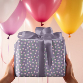 Papel De Presente Aniversário Floral Roxo