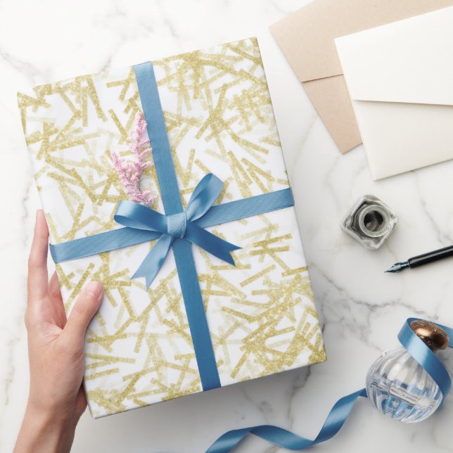 Papel De Presente Aniversário Glam Glitzy Ouro Branco (Presentear)