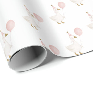 Papel De Presente Aniversário Infantil Minimalista Rosa Silly Goose