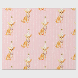 Papel De Presente Aniversário Jack Russell Dog Pink Party Hat