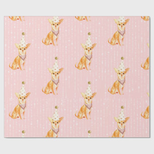 Papel De Presente Aniversário Jack Russell Dog Pink Party Hat